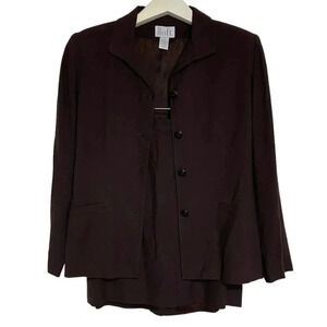 Ann Taylor Loft suit 10 brown lightweight 2‎ piece skirt + blazer suit